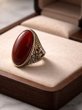 Large Oval Red
Cabochon Ornate
Butterfly Motif Size
6-1/2 New